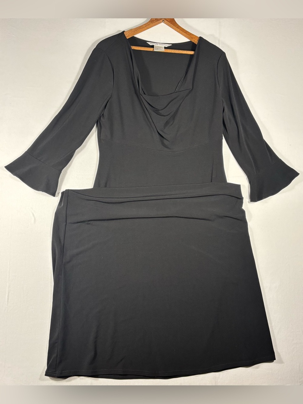 Plaza South Women’s 12 Black Cowl Neck Maxi Dress with Flared Sleeves